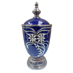 Tibor Porcelana 41 x 19 cm Diamantes (Azul con plateado) 16 in